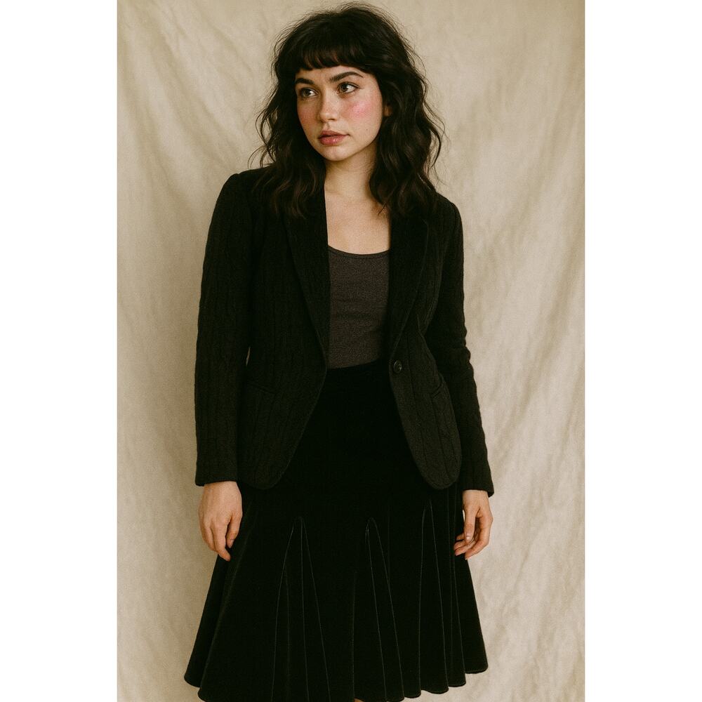 Dressbarn Women Skirt Large Black Midi Velvet Whimsigoth Grunge Fairy Old Money - Picture 1 of 5
